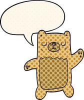 cartoon bear and speech bubble in comic book style vector