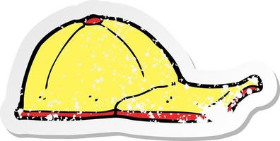 retro distressed sticker of a cartoon cap vector