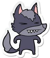 sticker of a angry wolf cartoon vector