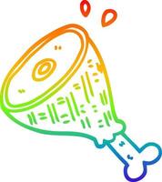 rainbow gradient line drawing cartoon cooked meat vector