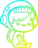 cold gradient line drawing angry cartoon space girl vector