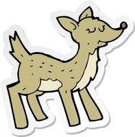 sticker of a cute cartoon deer vector