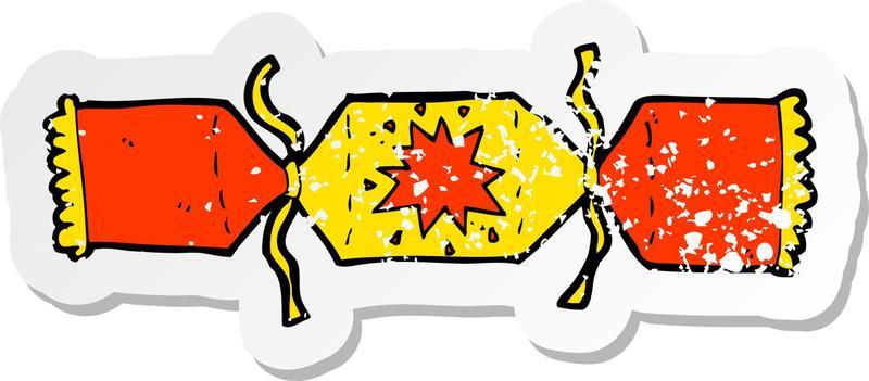 retro distressed sticker of a cartoon christmas cracker