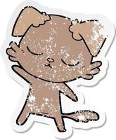 distressed sticker of a cute cartoon dog vector