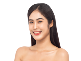 Beautiful Young Asian woman with clean fresh skin. Beauty concept. Png file