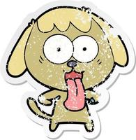 distressed sticker of a cute cartoon dog vector