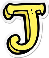 sticker of a cartoon letter J vector