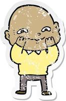 distressed sticker of a cartoon nervous man vector