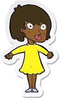 sticker of a cartoon woman wearing dress vector