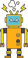 cute cartoon malfunctioning robot vector