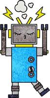 retro grunge texture cartoon malfunctioning robot vector