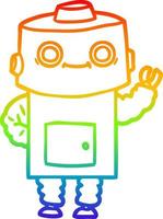 rainbow gradient line drawing cartoon robot vector