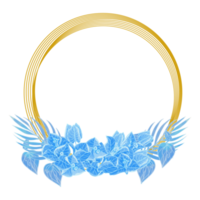 cadre aquarelle feuille et fleur, clipart feuilles bleues
