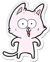 sticker of a funny cartoon cat vector