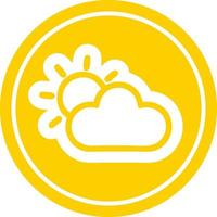 sun and cloud circular icon vector
