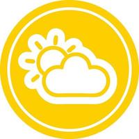 sun and cloud circular icon vector