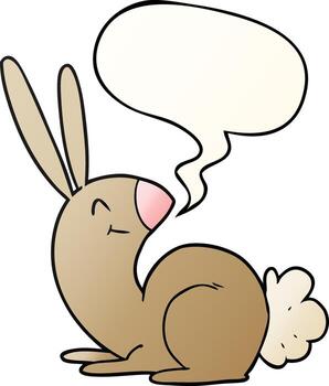 cute cartoon rabbit and speech bubble in smooth gradient style vector