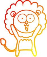 warm gradient line drawing happy cartoon lion vector