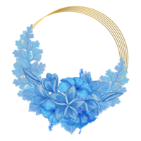 Watercolor Leaf and Flower Frame, Blue leaves clipart png