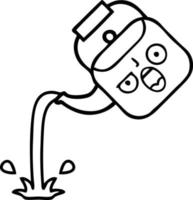 line drawing cartoon pouring kettle vector