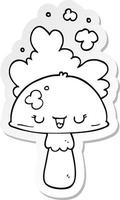 sticker of a cartoon mushroom with spoor cloud vector