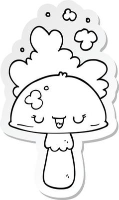 sticker of a cartoon mushroom with spoor cloud