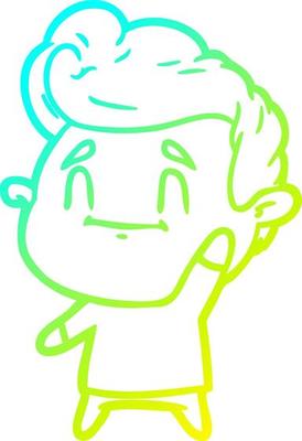 cold gradient line drawing happy cartoon man