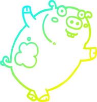 cold gradient line drawing funny cartoon pig vector