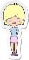 sticker of a cartoon friendly woman vector