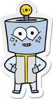 sticker of a happy cartoon robot vector