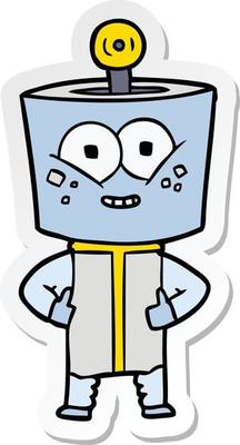 sticker of a happy cartoon robot