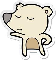 sticker of a happy cartoon bear pointing