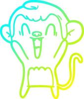 cold gradient line drawing cartoon laughing monkey vector