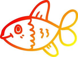 warm gradient line drawing cartoon fish vector