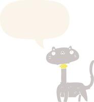 cartoon cat and speech bubble in retro style vector