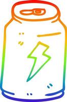 rainbow gradient line drawing cartoon can of energy drink vector