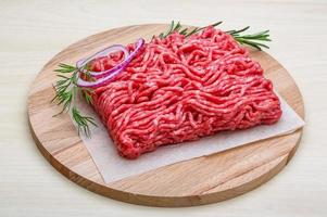Raw beef minced meat photo