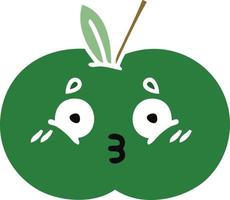 flat color retro cartoon juicy apple vector