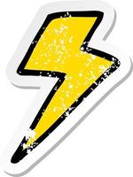 distressed sticker of a cartoon lightning bolt vector