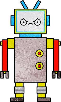 retro grunge texture cartoon robot