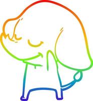 rainbow gradient line drawing cartoon smiling elephant vector