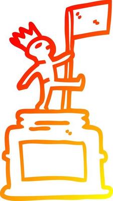 warm gradient line drawing cartoon monument statue