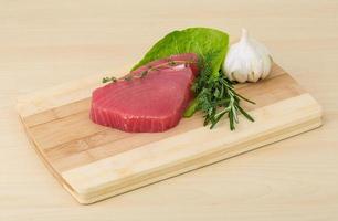 Raw tuna steak photo