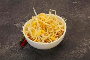 Soy sprout heap in the bowl photo