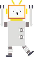 flat color retro cartoon robot vector