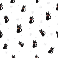 svart katt tasstryck sömlös bakgrund. png