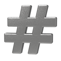Hashtag-Symbol isoliert auf transparentem Hintergrund. 3D-Darstellung. png