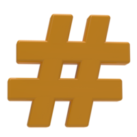 hashtag pictogram geïsoleerd op transparante achtergrond. 3D illustratie. png