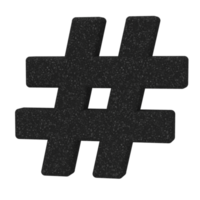 Hashtag-Symbol isoliert auf transparentem Hintergrund. 3D-Darstellung. png
