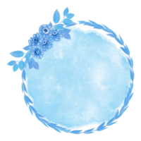 cadre aquarelle feuille et fleur, clipart feuilles bleues png